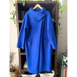 Vintage Maralyce Ferree Blue Fleece Wrap Coat Size Medium